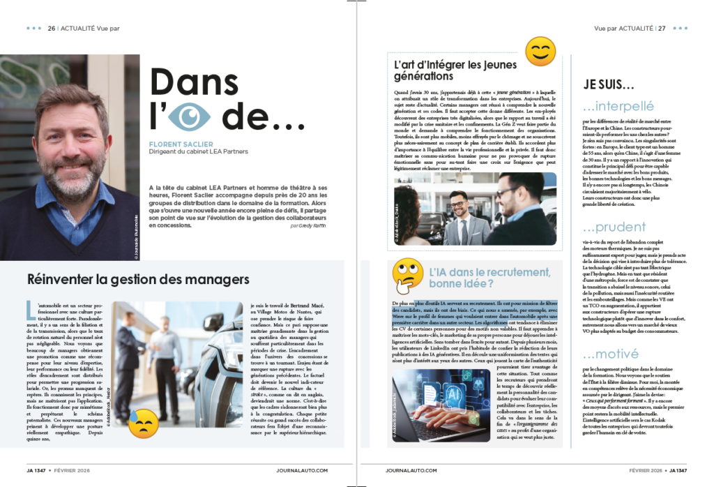 Dans l'oeil de Florent Saclier : propos recueillis par Gredy Raffin du Journal de l'automobile