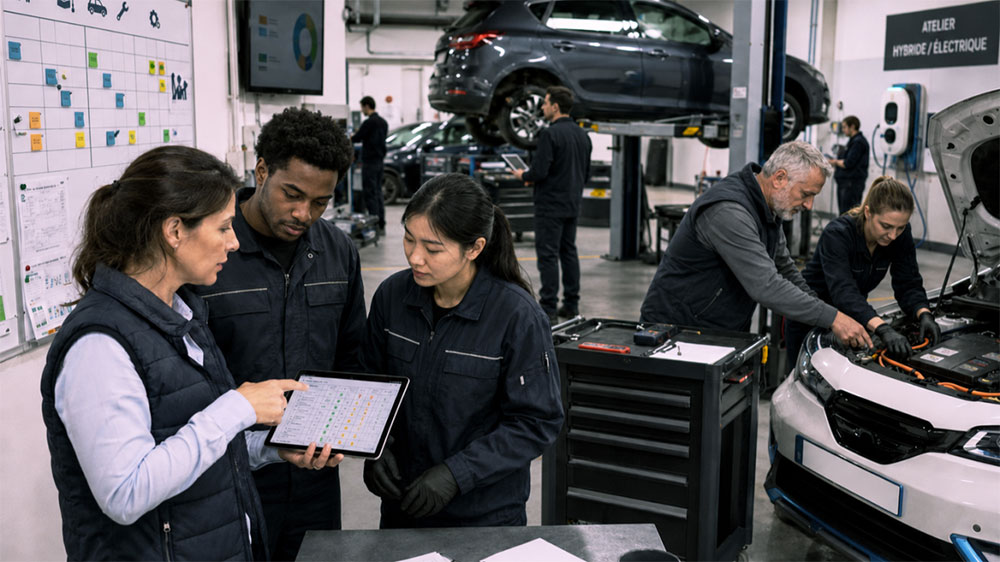 Illustration par un garage automobile et de ses salariés de la GEPP